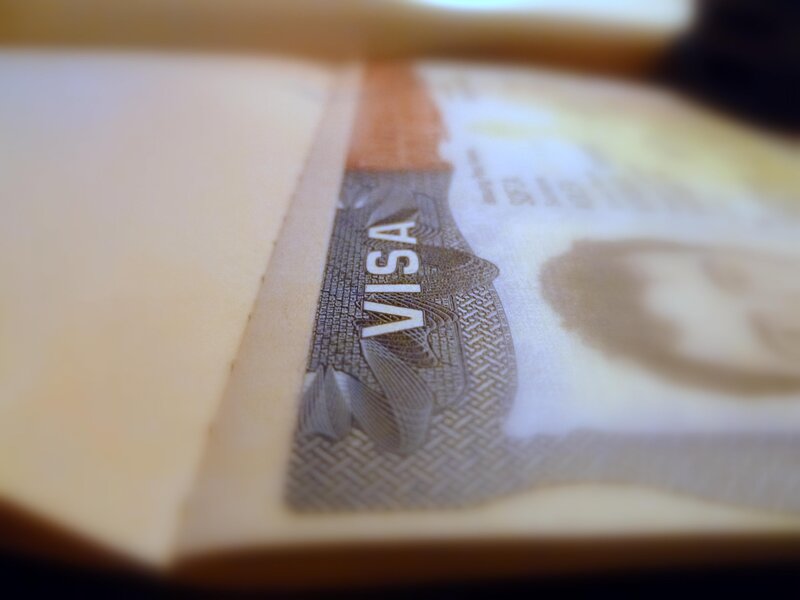 Close-up of a visa page