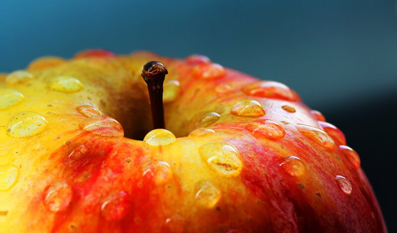 Close-up of a wet apple