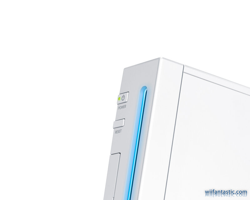 Close-up of a white gaming console