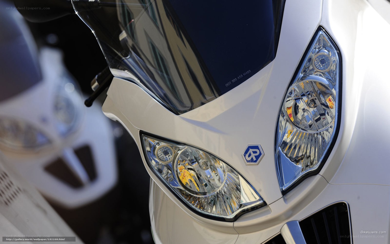 Close-up of a white motorcycle