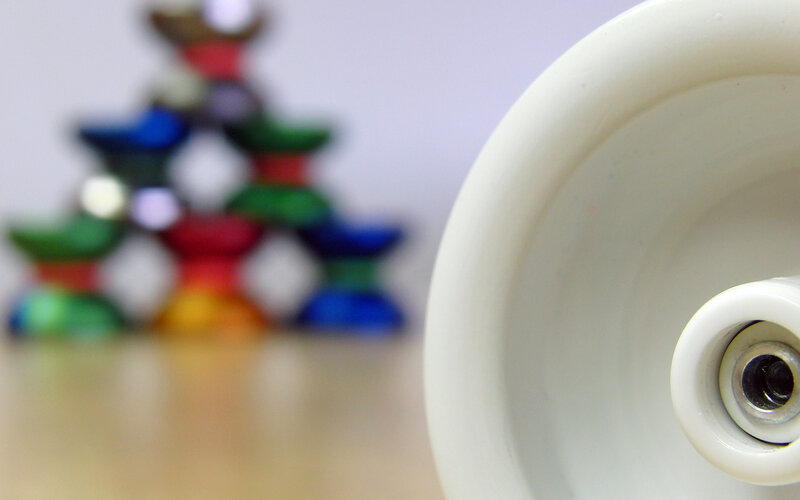 close-up of a white yo-yo