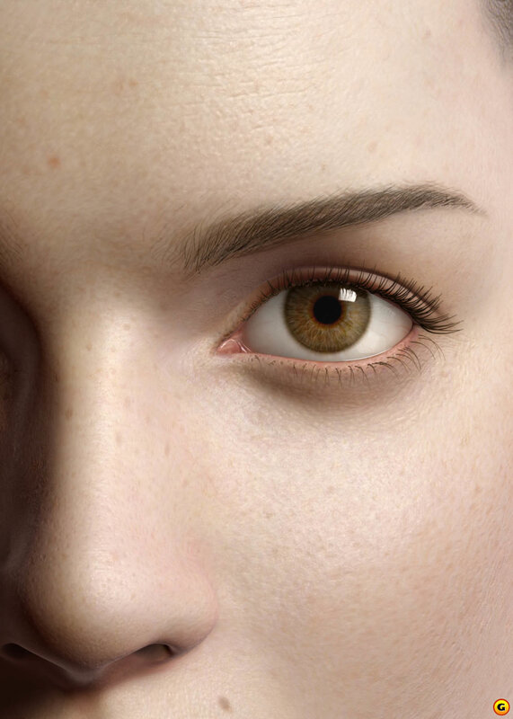 Close-up of a Woman's Eye — Brown, Neutral, 3d Render