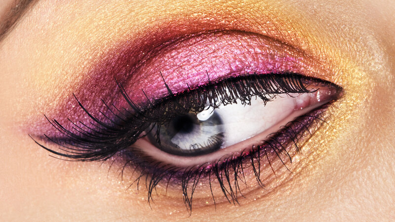 Close-up of a Woman's Eye — Gold, Dramatic, Photograph, Eyelashes