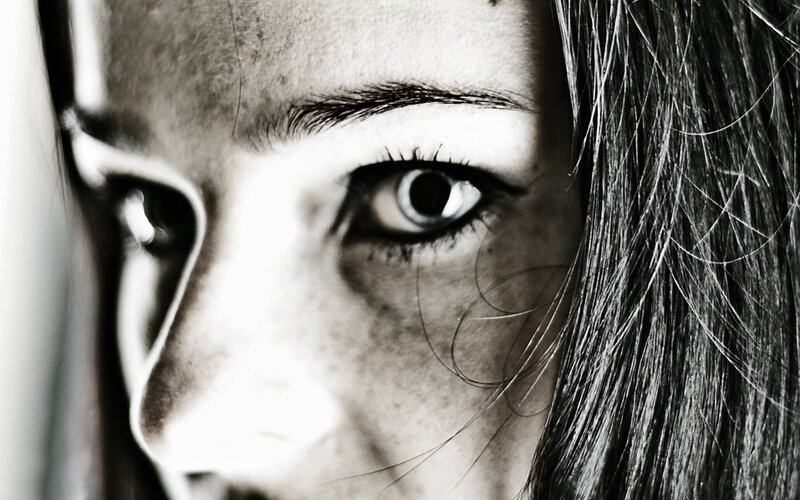 close-up of a woman's eyes