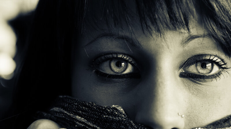 close-up of a woman's eyes