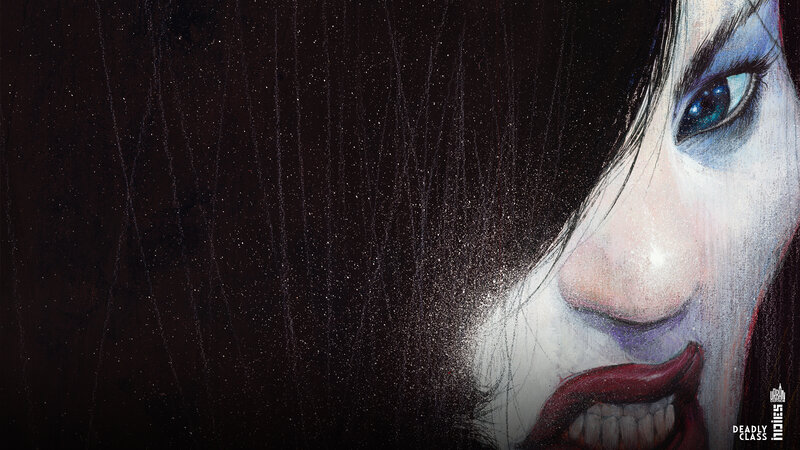 Close-up of a Woman's Face — Black, Dramatic, Illustration
