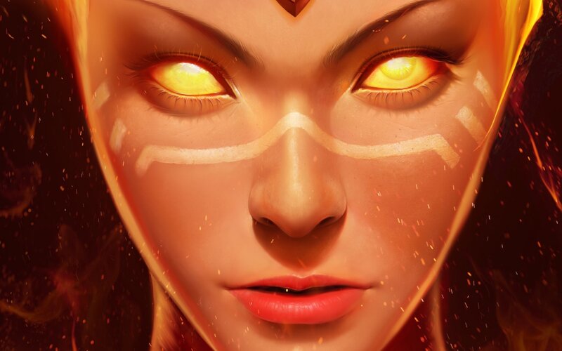 Close-up of a Woman's Face — Orange, Dramatic