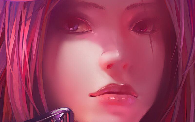 Close-up of a Woman's Face — Pink, Dramatic, Digital Art