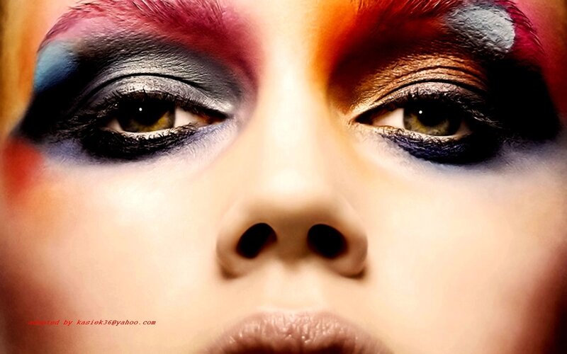 Close-up of a Woman's Face — Red, Dramatic, Photograph