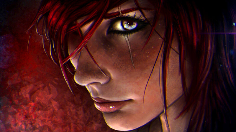 Close-up of a Woman's Face — Red, Dramatic