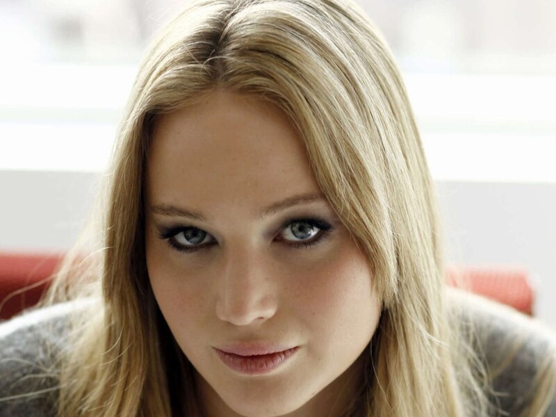 close-up of a woman with blue eyes