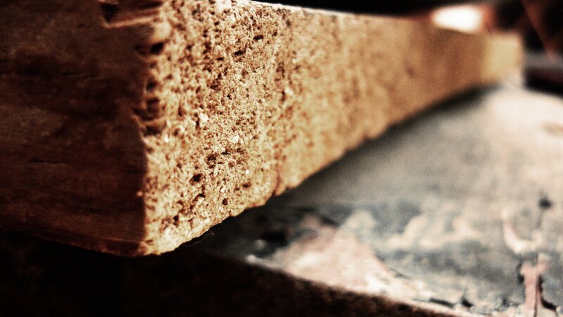 close-up of a wooden block