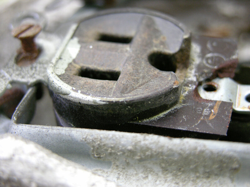 close-up of a worn mechanical part