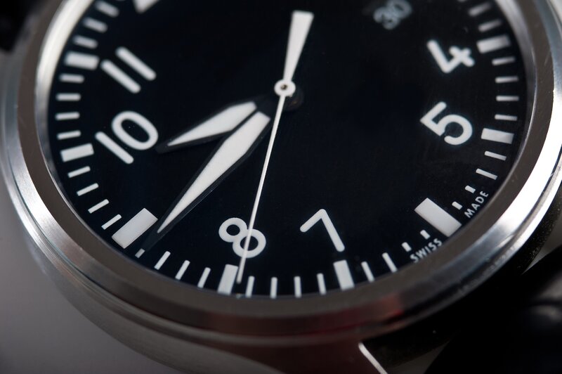 close-up of a wristwatch face