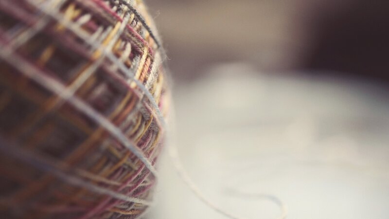 close-up of a yarn ball
