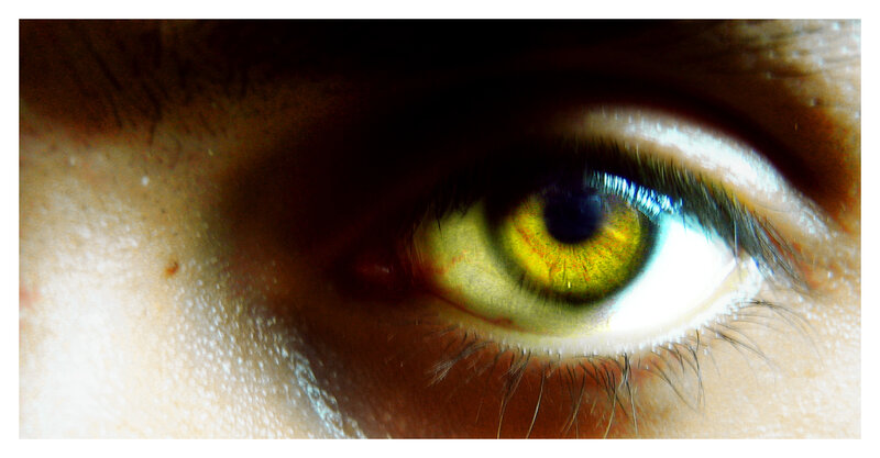 close-up of a yellow eye