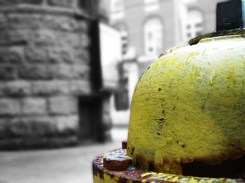 Close-up of a yellow fire hydrant