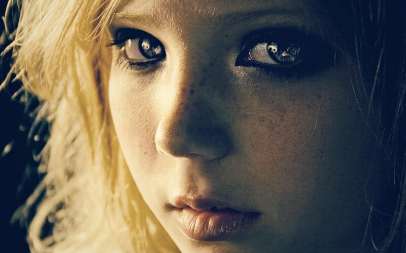 close-up of a young girl's face