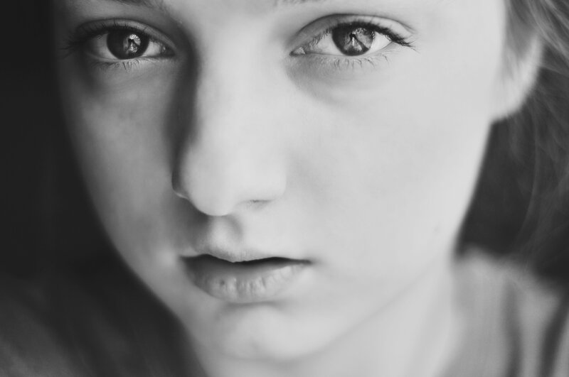 close-up of a young girl's face