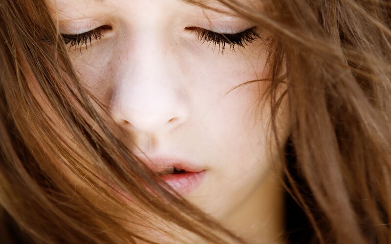 close-up of a young girl's face