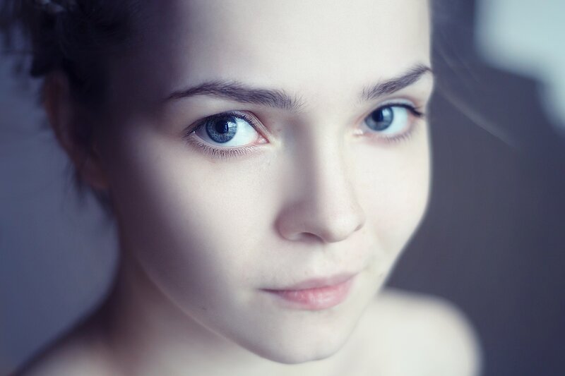 close-up of a young woman's face