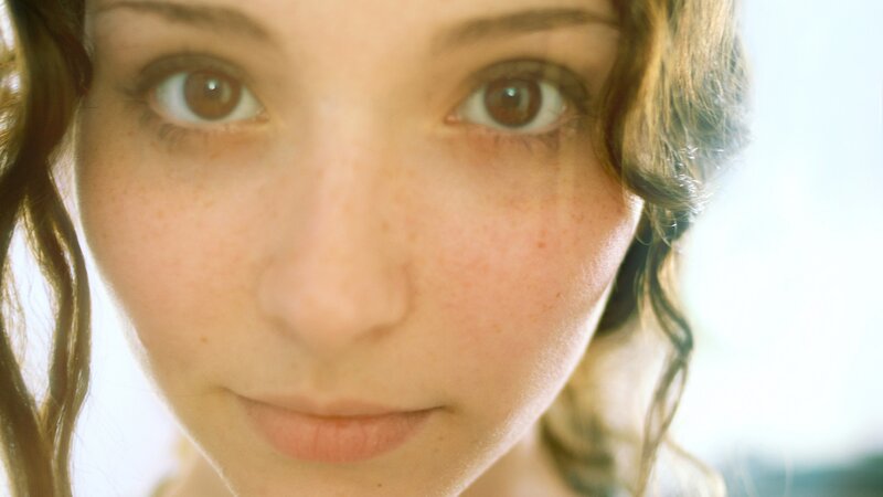 close-up of a young woman's face