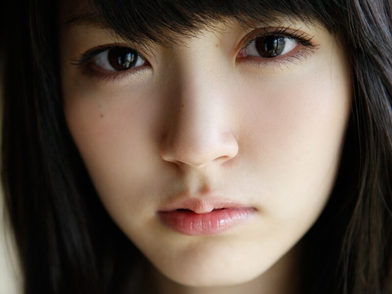 close-up of a young woman's face