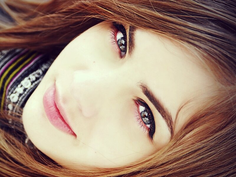 close-up of a young woman's face