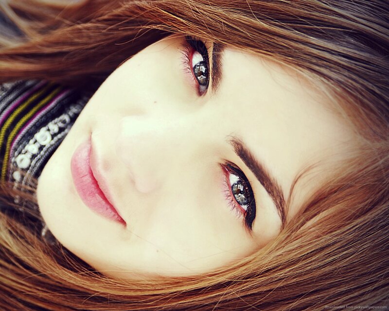 close-up of a young woman's face