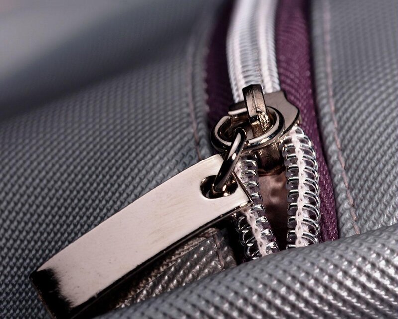 close-up of a zipper on fabric