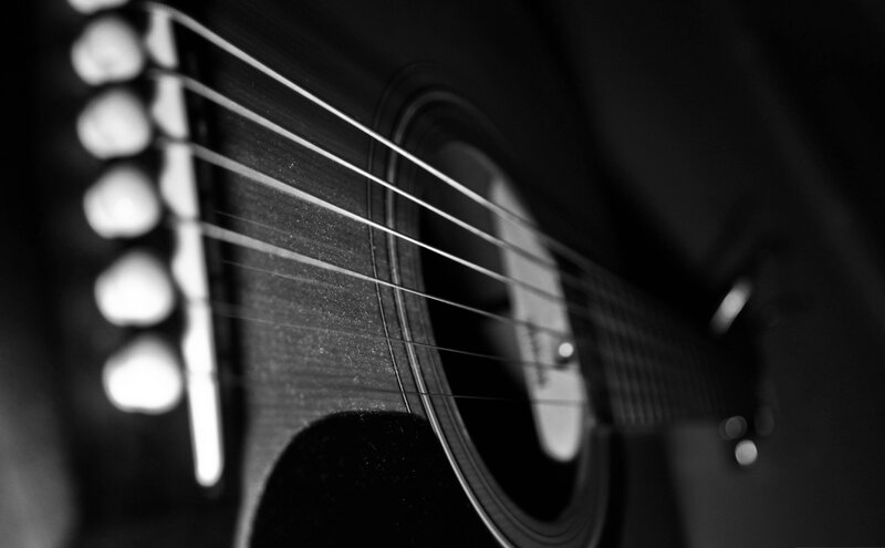 close-up of acoustic guitar