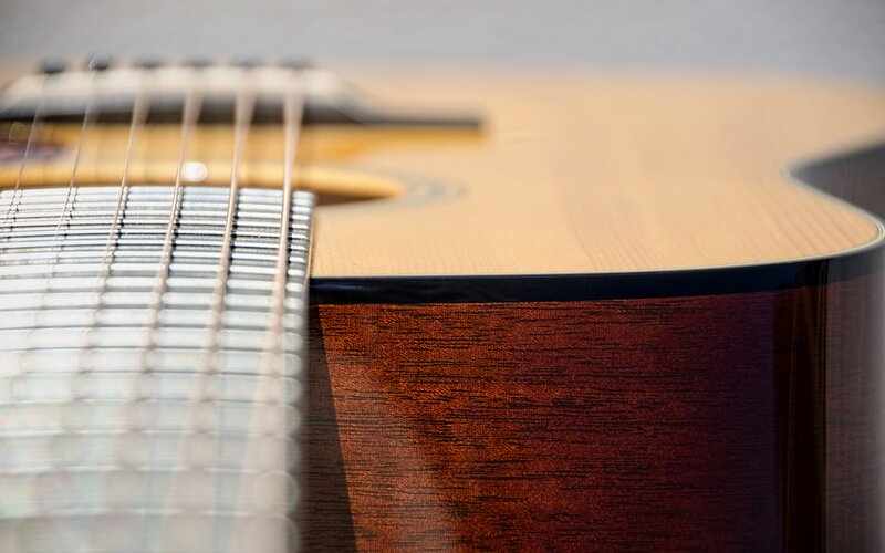 close-up of acoustic guitar
