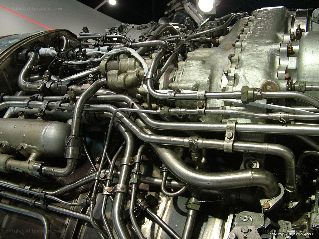 Close-up of aircraft engine
