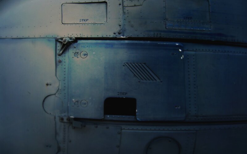 Close-up of Aircraft Panel — Blue