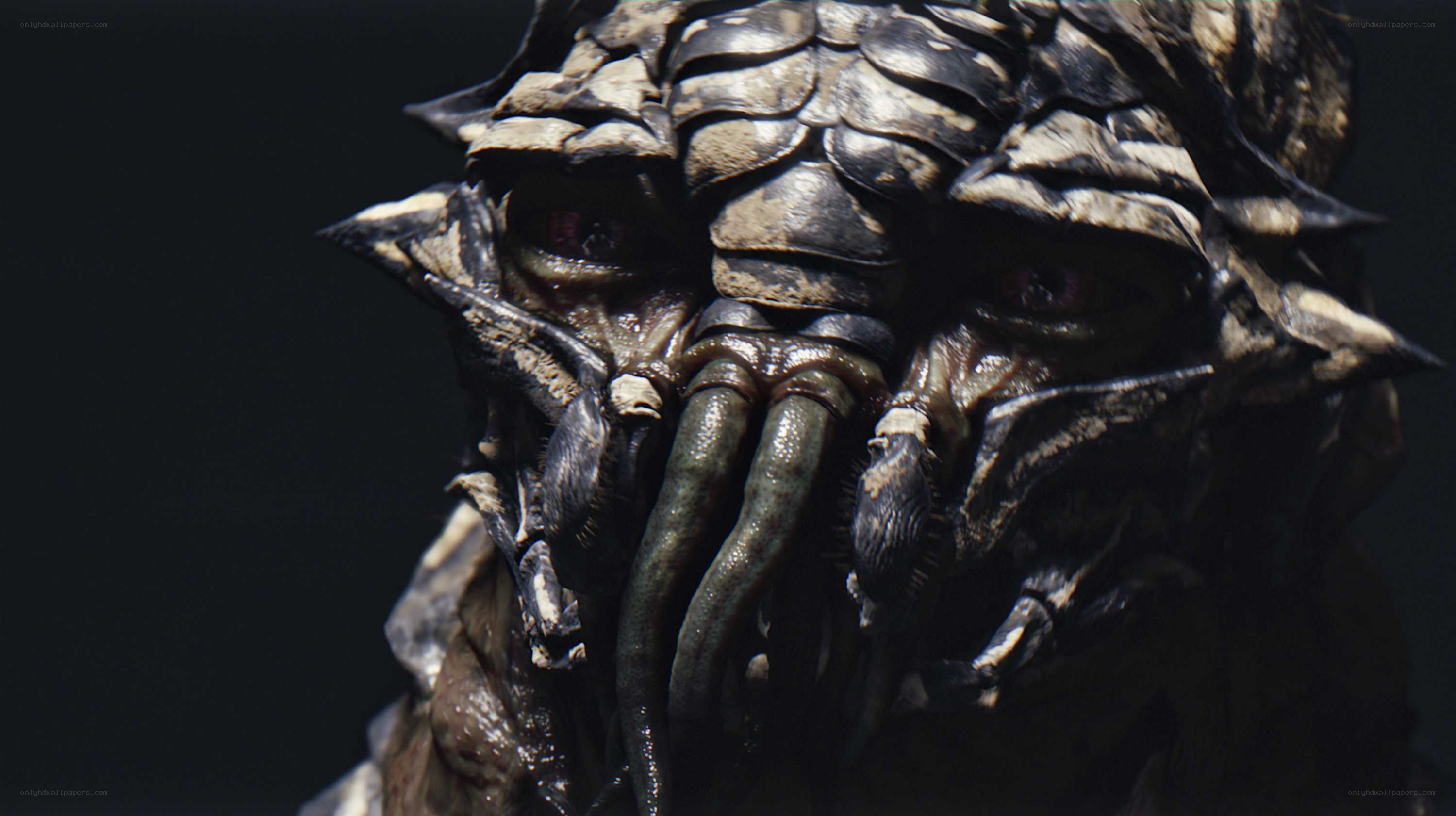 close-up of alien creature