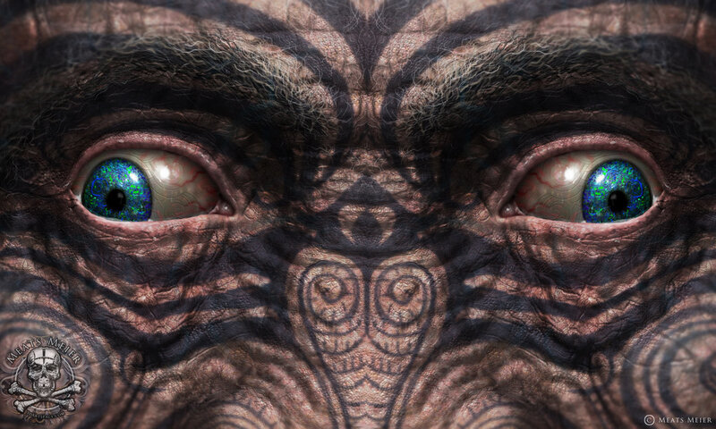 close-up of alien eyes