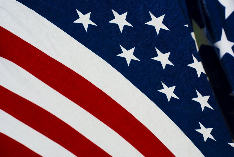 Close-up of American Flag — Red