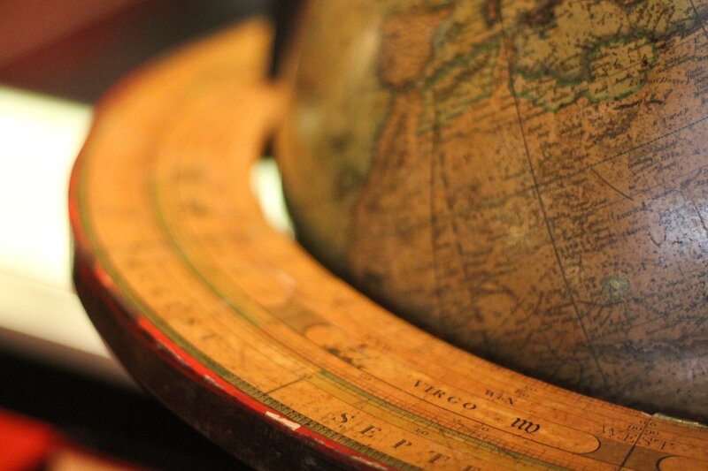 Close-up of an antique globe
