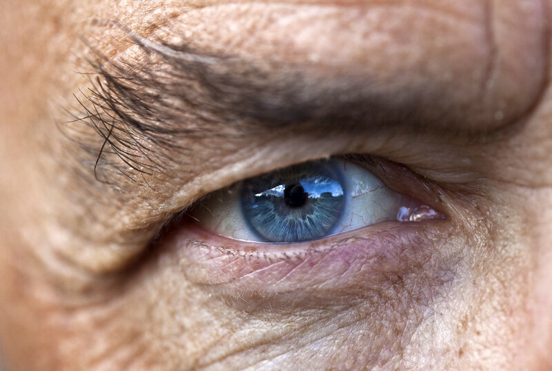 close-up of an elderly person's eye