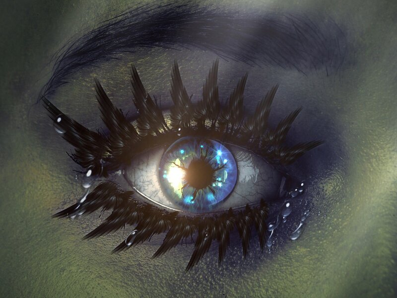 Close-up of an Eye — Blue, Dramatic, Digital Art