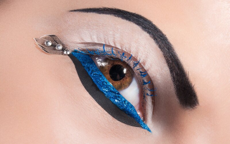 Close-up of an Eye — Blue, Dramatic, Photograph, Blue Eyeliner