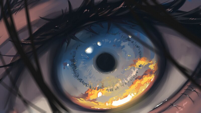 Close-up of an Eye — Blue, Dramatic, Sunset