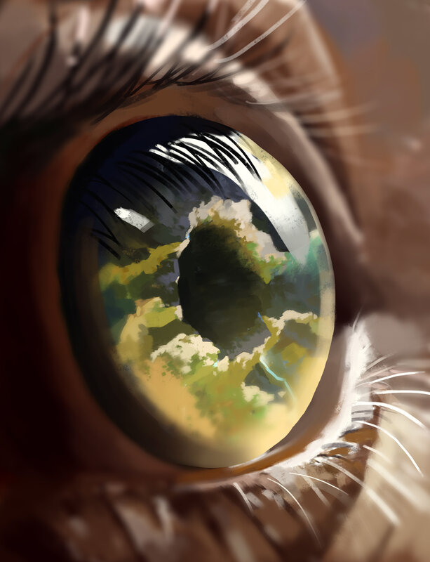 Close-up of an Eye — Brown, Dramatic, Digital Art, Iris