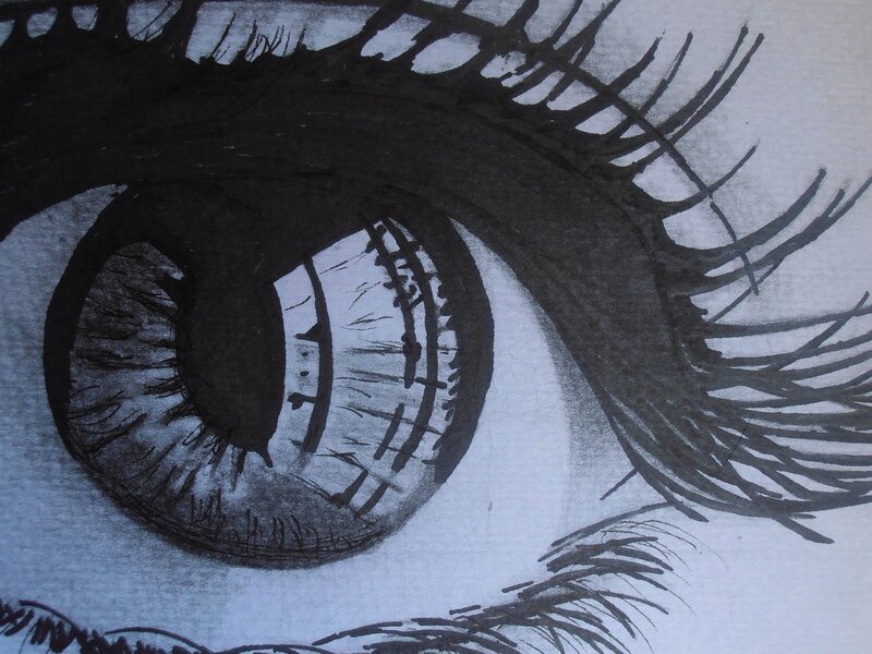 close-up of an eye drawing