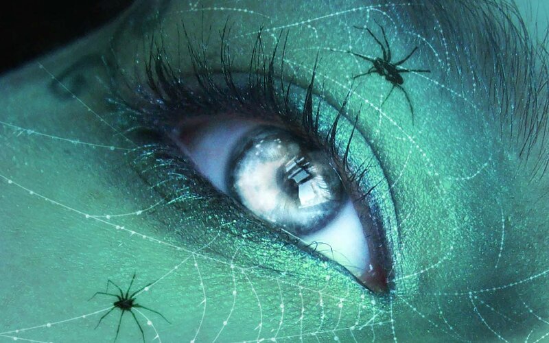 Close-up of an Eye — Green, Creepy, Digital Art, Spider