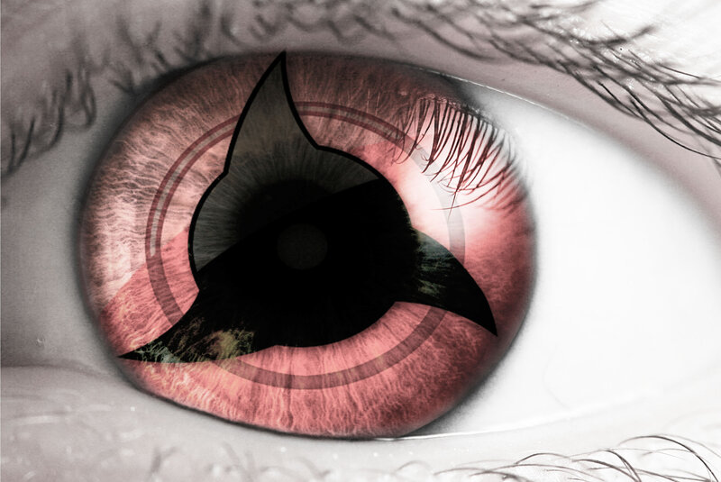 Close-up of an Eye — Red, Dramatic, Digital Art, Iris, Pupil