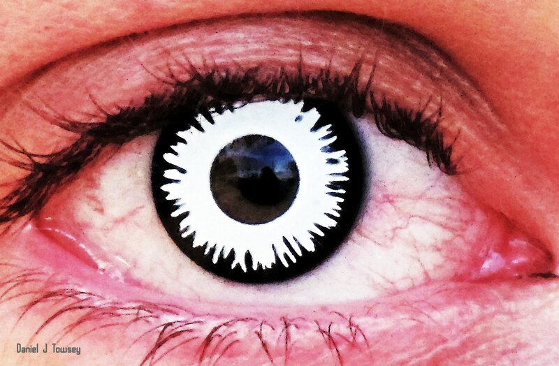 Close-up of an Eye — Red, Dramatic, Photograph, Contact Lens