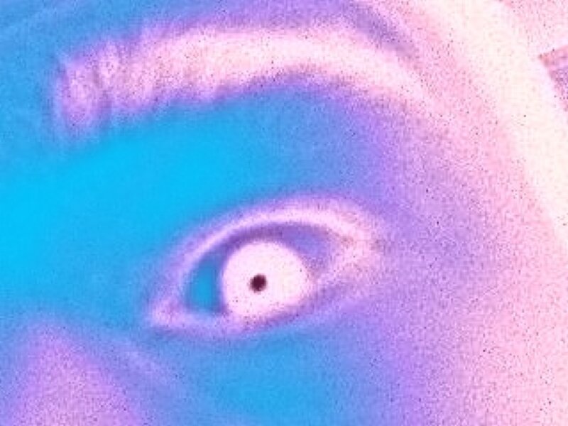 close-up of an eye with color filter