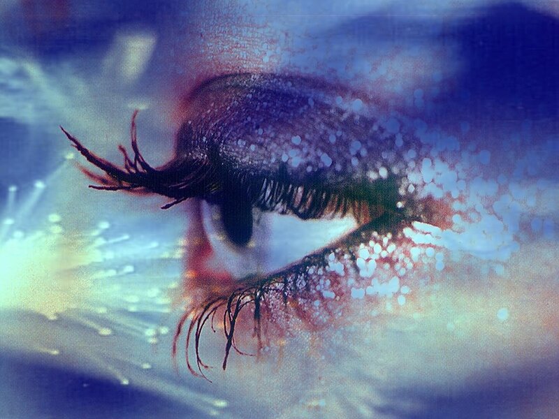 Close-up of an eye with glitter