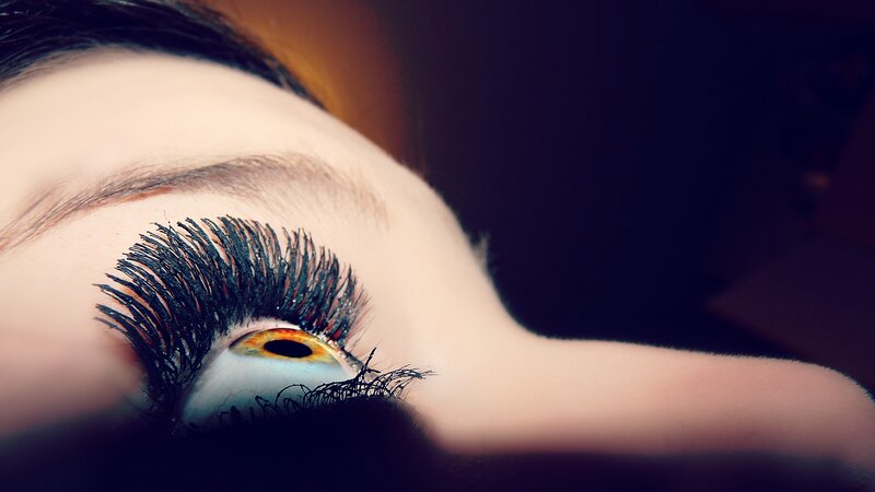 close-up of an eye with long lashes